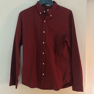 Slim untucked polka dot red/white long sleeve button down J. Crew